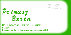 primusz barta business card
